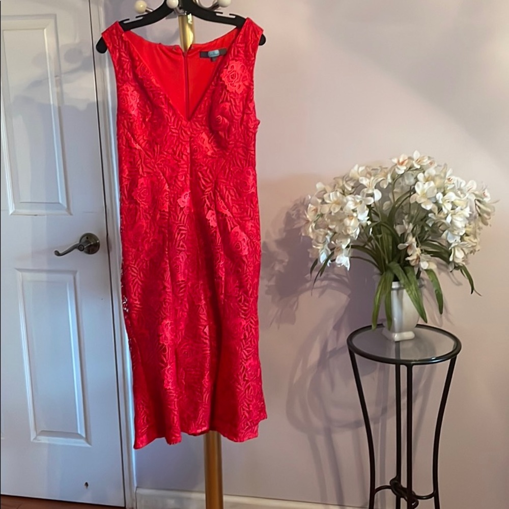 Glossy red semi formal dress